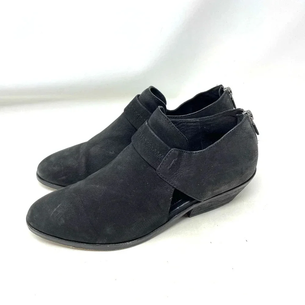 Eileen‎ Fisher Lisbon Cut Out Nubuck Bootie Black Size 7.5